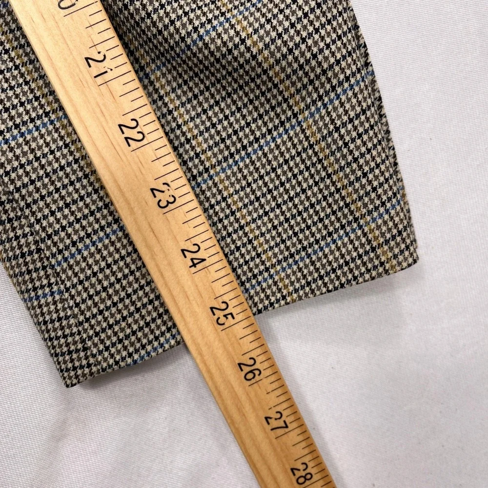 Hart Schaffner Marx Sport Coat Houndstooth Plaid Blazer Brown Blue Mens 46R